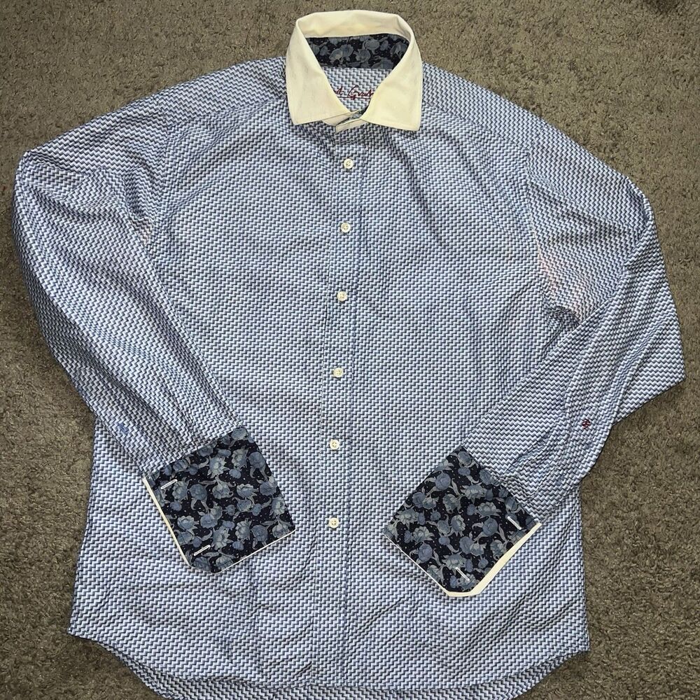 Robert Graham Ls Flip Cuff Button Front Zig/Zag S… - image 3